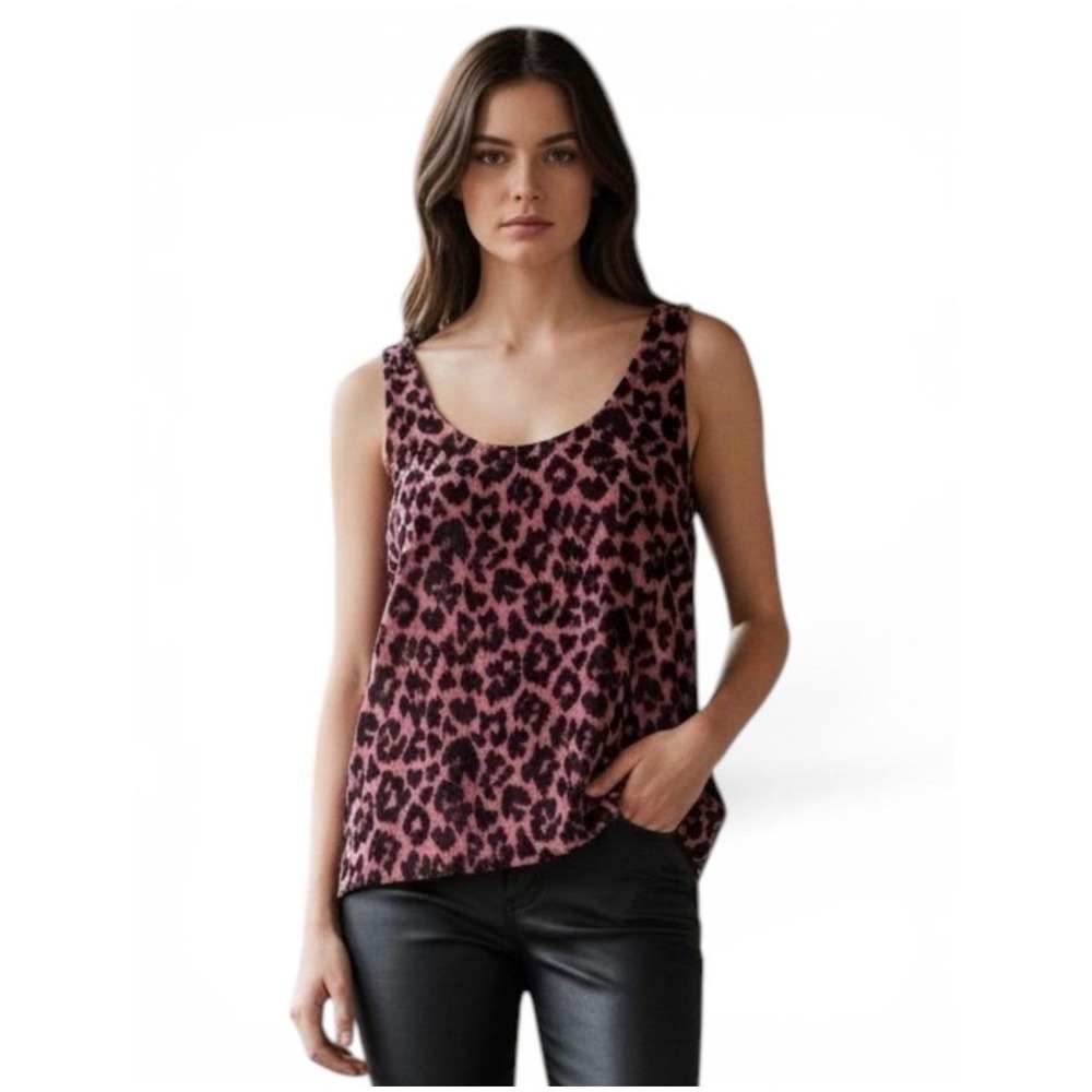 J.Crew Always Velvet Leopard Print Mauve Tank Top Women 2 Mob Wife Indie Sleeze